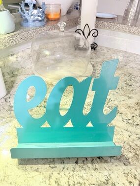 Teal "eat" Kitchen Easel / Cookbook / Tablet Stand